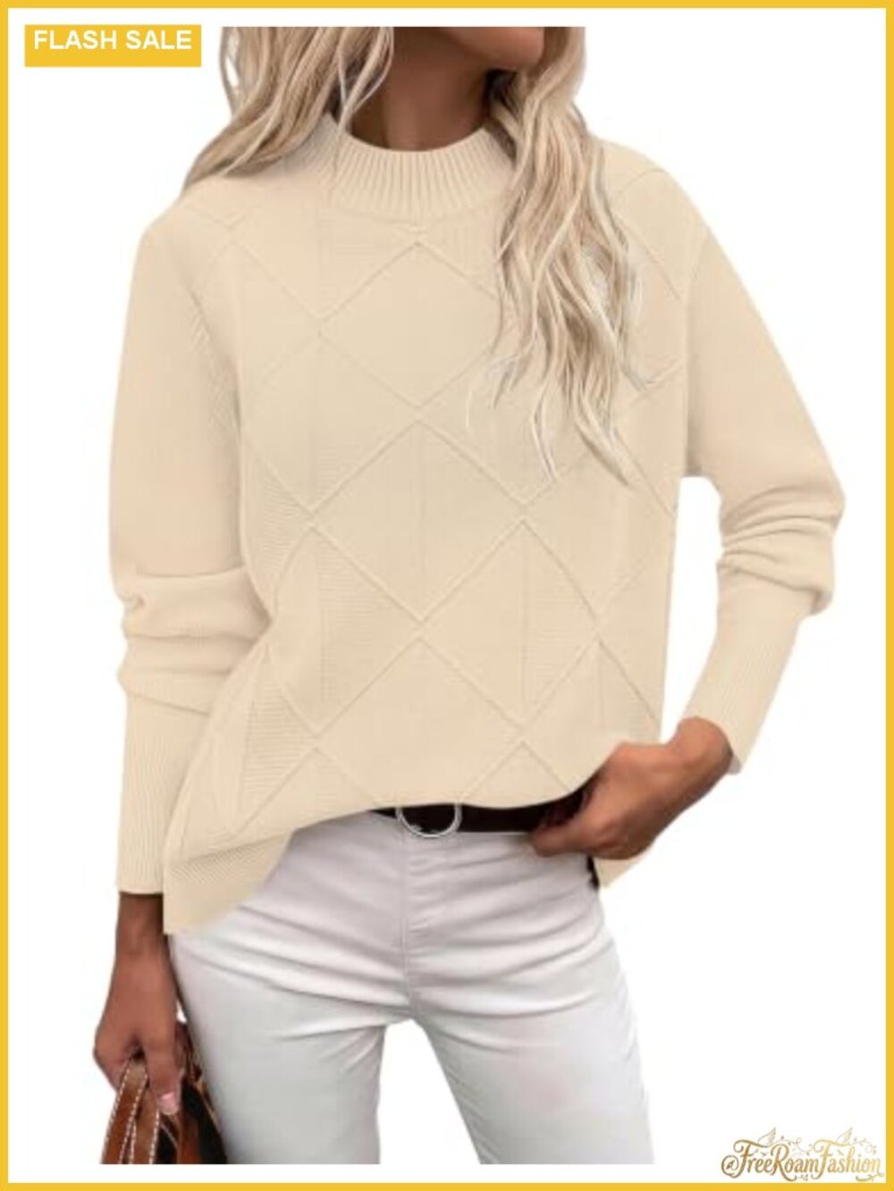 Mock Neck Cable Knit Sweater Long Sleeve Pullover Soft Cozy Fall Layering Top